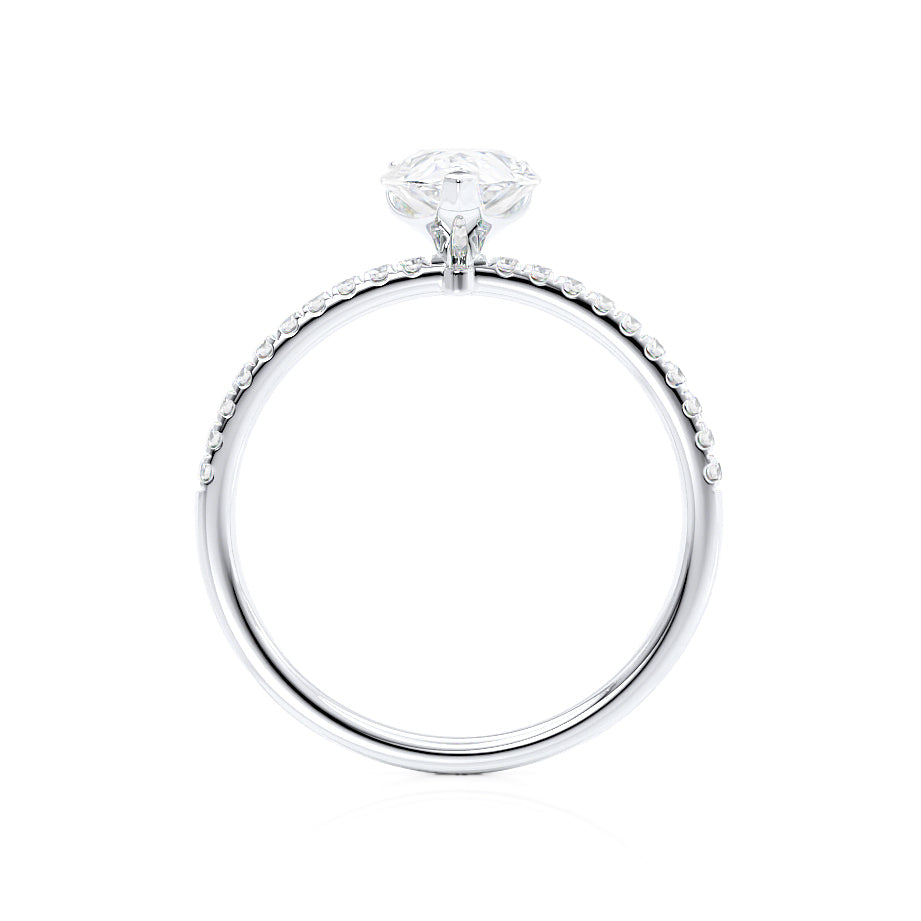 0.94 CT Pear Pave Lab Grown Diamond Engagement Ring