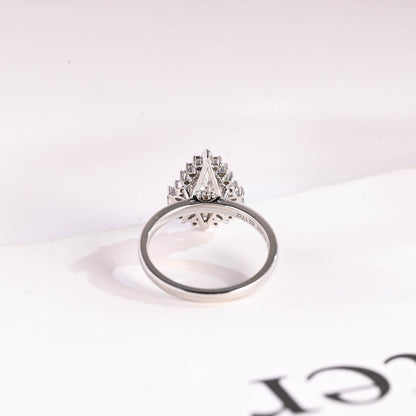 Stunning 1.0 - 2.0 CT Pear Moissanite Engagement Ring with Cluster Design 3