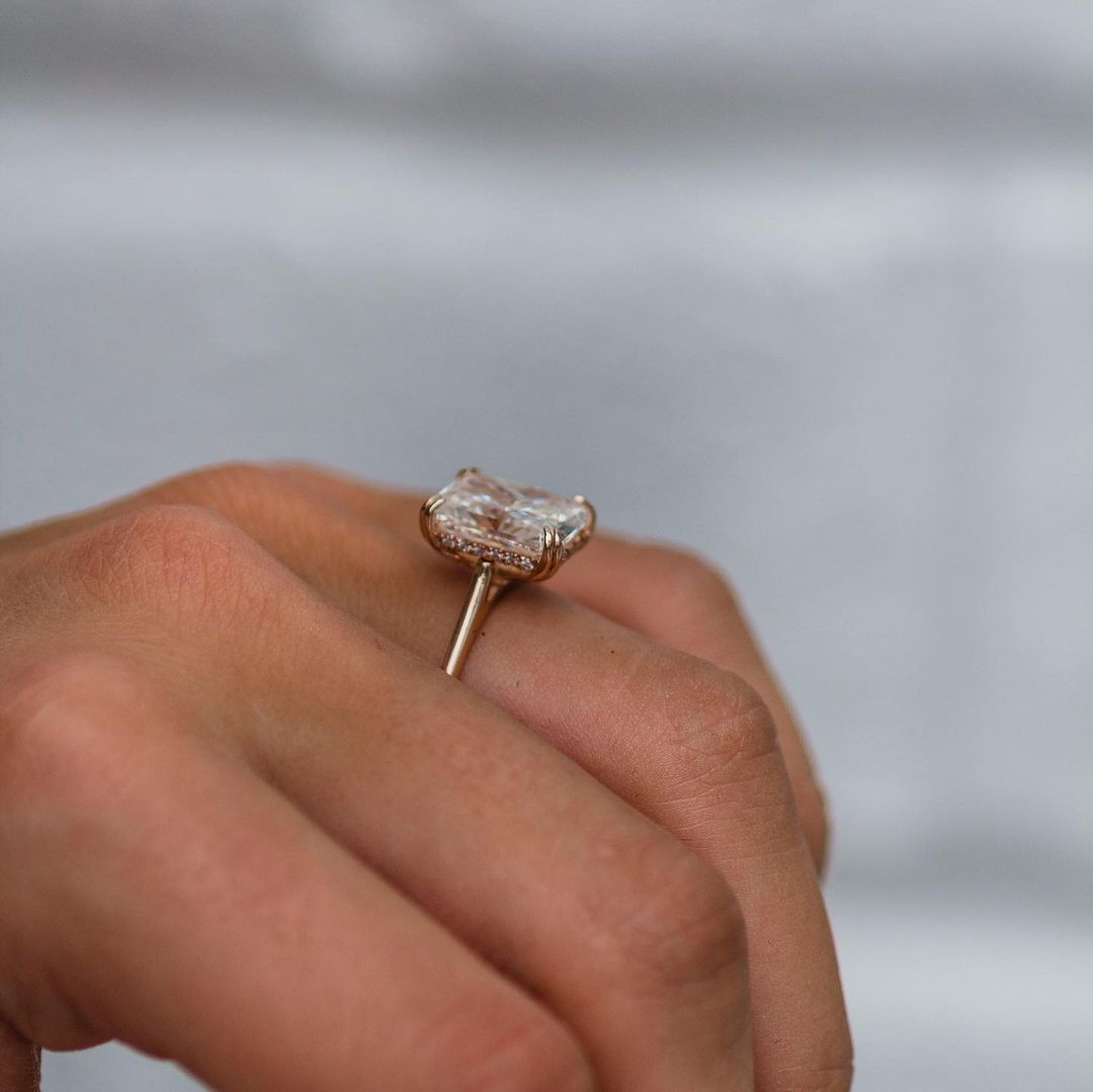 3.9 CT Radiant Hidden Halo Lab Grown Diamond Engagement Ring