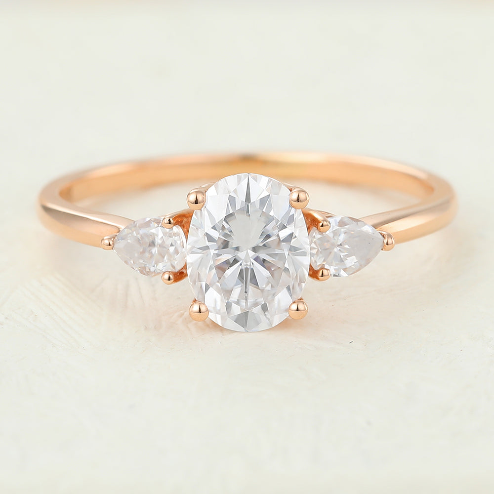 1.33 CT Oval Three Stone Lab-Grown Diamond Engagement Ring
