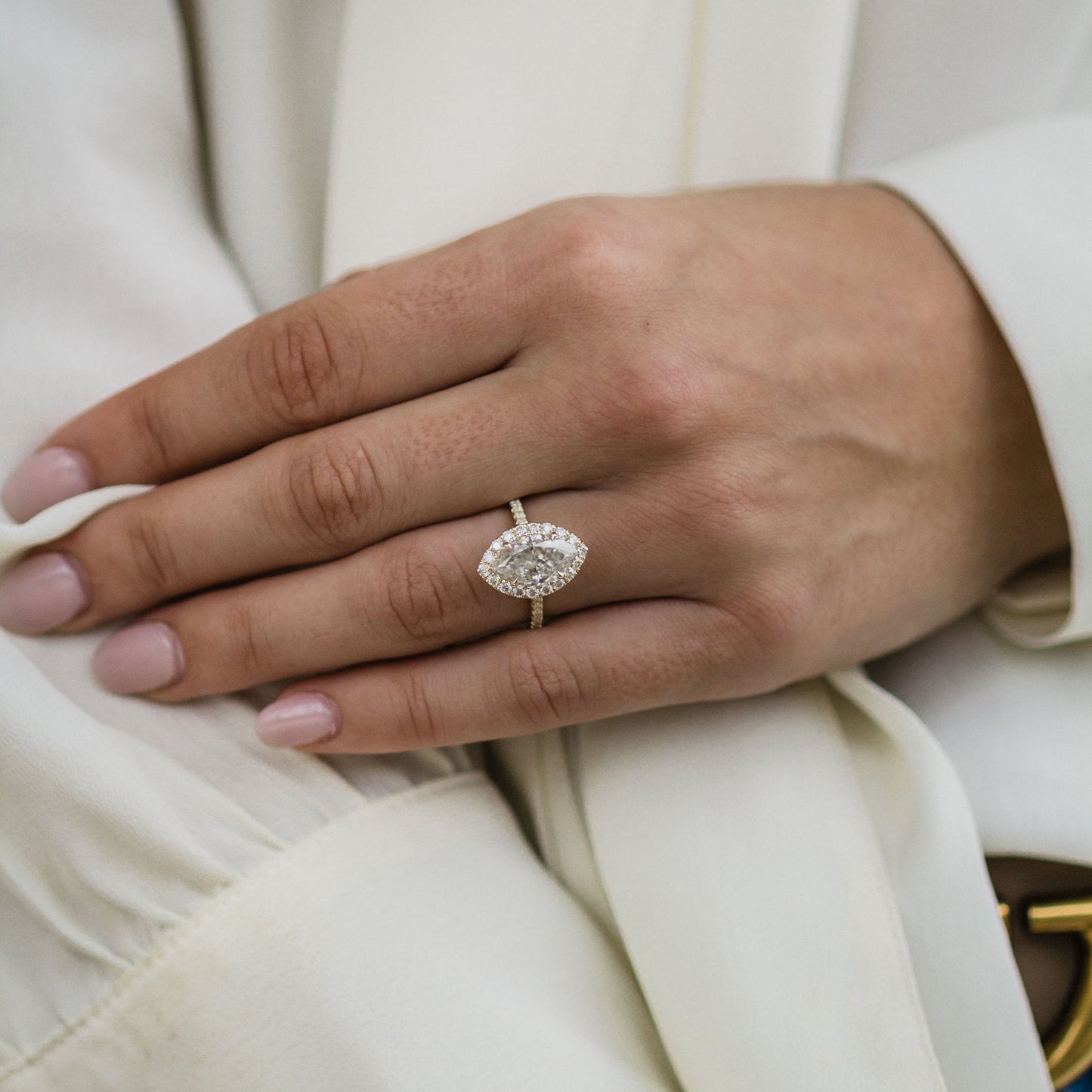 1.75 CT Marquise Halo & Pave Lab Grown Diamond Engagement Ring