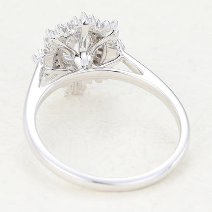 0.84 CT Oval Cluster Lab-Grown Diamond Engagement Ring