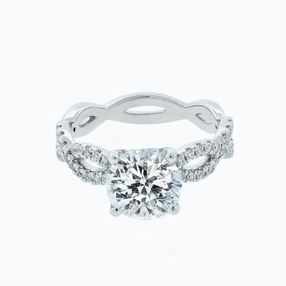 2.0 CT Round Crisscross Pave Lab Grown Diamond Engagement Ring