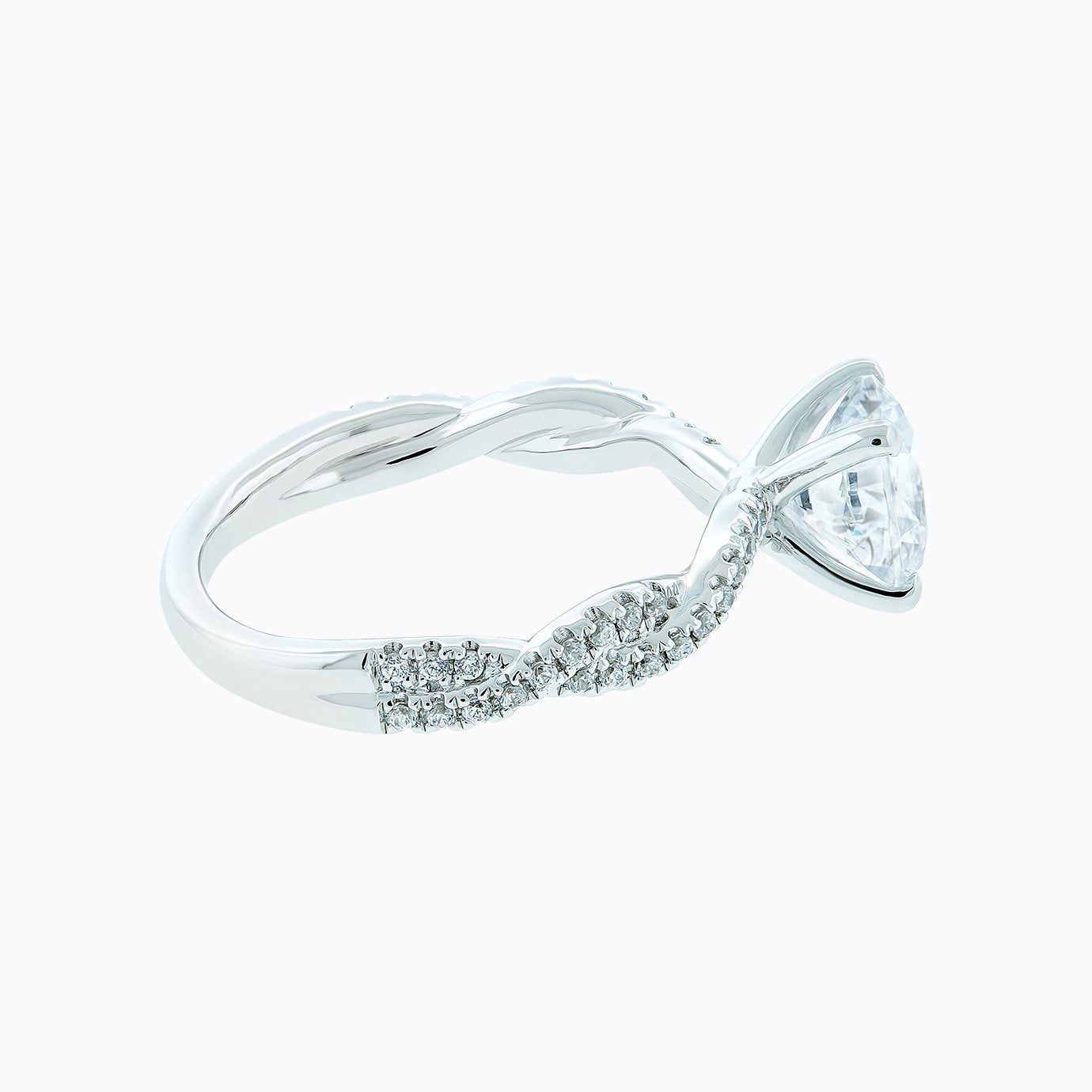 1.50 CT Round Twisted Pave Lab Grown Diamond Engagement Ring