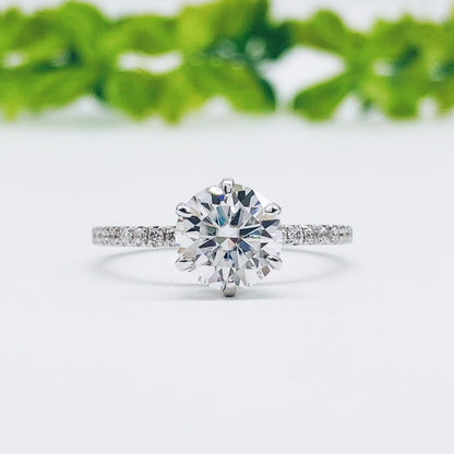 1.85 CT Round Pave Moissanite Engagement Ring