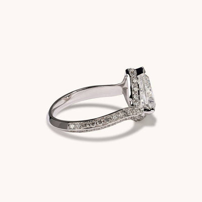 Stunning 1.54 CT Pear Moissanite Engagement Ring with Swirl Design 2