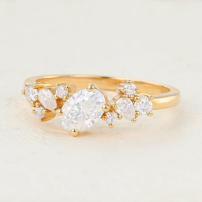 0.85 CT Pear Cluster Lab-Grown Diamond Engagement Ring