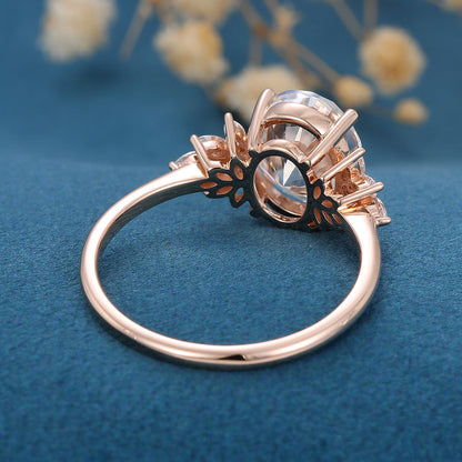 3.74 CT Oval Cluster Lab Grown Diamond Engagement Ring