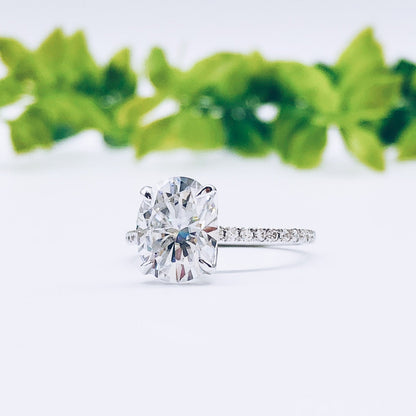 1.91 CT Oval Pave Moissanite Engagement Ring