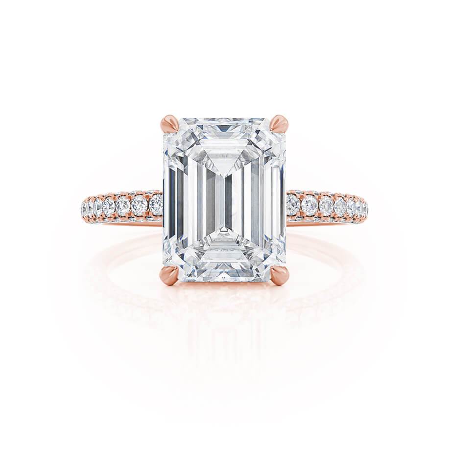 1.75 CT Emerald Hidden Halo & Pave Lab Grown Diamond Engagement Ring