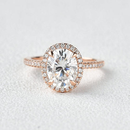1.91 CT Oval Halo & Pave Lab Grown Diamond Engagement Ring