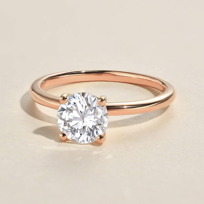 1 CT Round Hidden Halo Lab Grown Diamond Engagement Ring