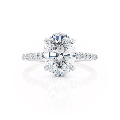 1.5 CT Oval Hidden Halo & Pave Lab Grown Diamond Engagement Ring