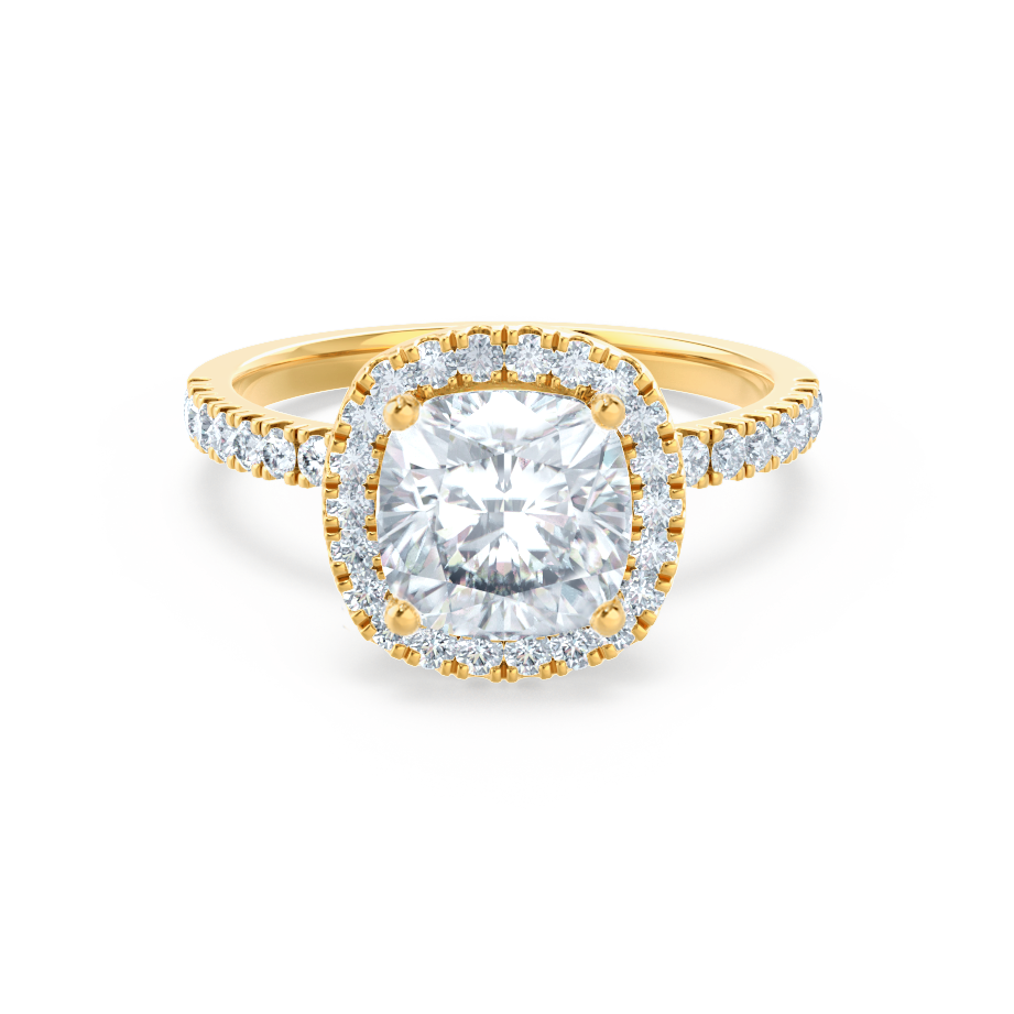 1.7 CT Cushion Halo & Pave Lab Grown Diamond Engagement Ring