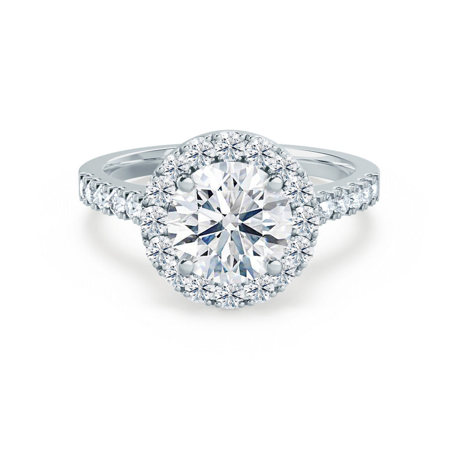 0.8 CT Round Halo & Pave Lab Grown Diamond Engagement Ring