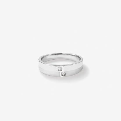 0.08 TCW Cushion Lab Grown Diamond Two Stone Men's Wedding Band