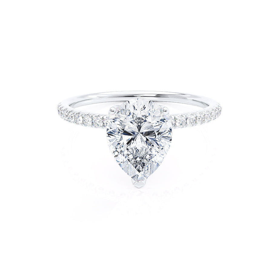 0.94 CT Pear Pave Lab Grown Diamond Engagement Ring