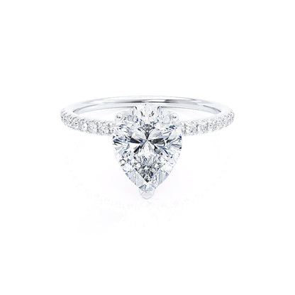 0.94 CT Pear Pave Lab Grown Diamond Engagement Ring