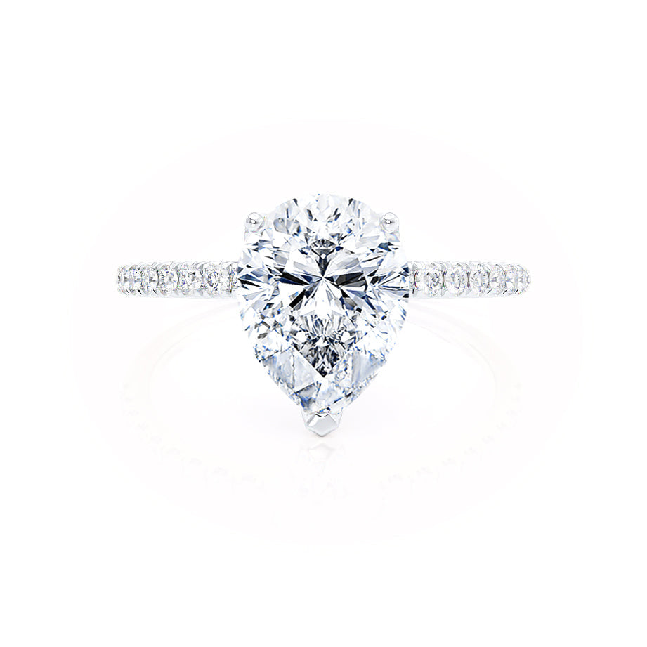 0.94 CT Pear Pave Lab Grown Diamond Engagement Ring