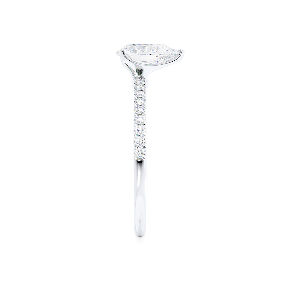 0.94 CT Pear Pave Lab Grown Diamond Engagement Ring