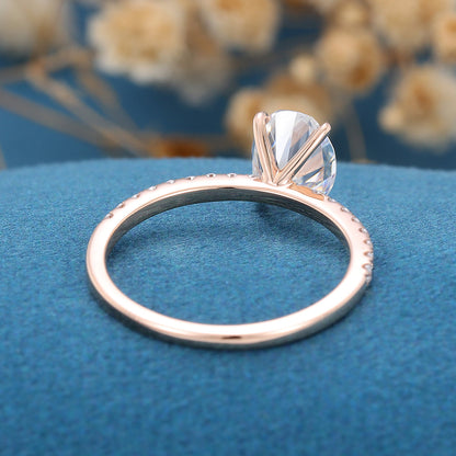 1.33 CT Oval Pave Lab Grown Diamond Engagement Ring