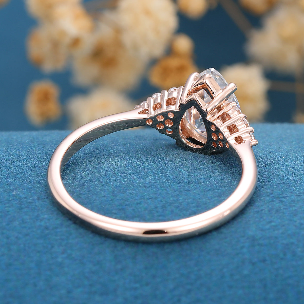 1 CT Pear Cluster Lab Grown Diamond Engagement Ring