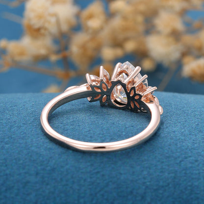 1 CT Pear Cluster Lab Grown Diamond Engagement Ring