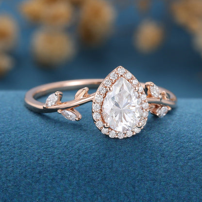 1 CT Pear Cluster Lab Grown Diamond Engagement Ring