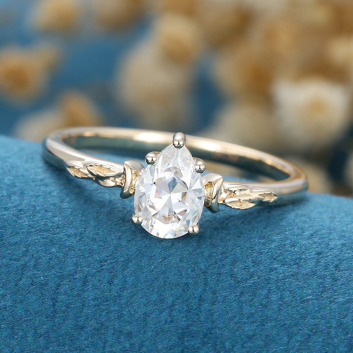 0.69 CT Pear Solitaire Lab Grown Diamond Engagement Ring
