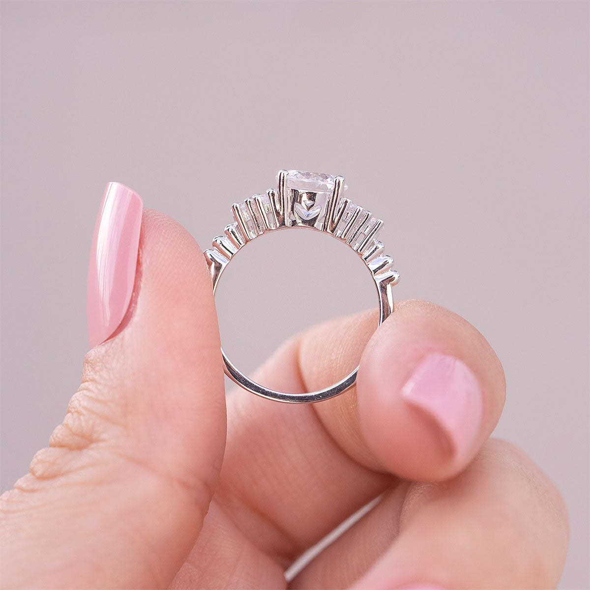 2 CT Round Cluster Lab Grown Diamond Engagement Ring