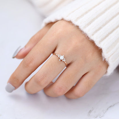 0.22 CT Round Cluster Moissanite Engagement Ring