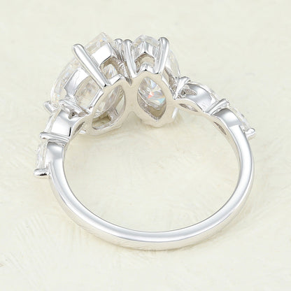 2.83 CT Pear & Marquise Cluster Moissanite Engagement Ring