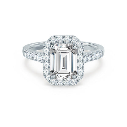 1.75 CT Emerald Halo & Pave Lab Grown Diamond Engagement Ring