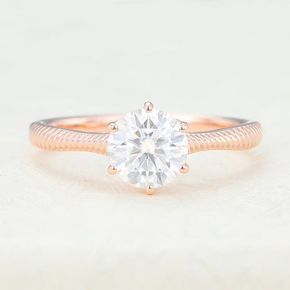 0.88 CT Round Solitaire Lab-Grown Diamond Engagement Ring